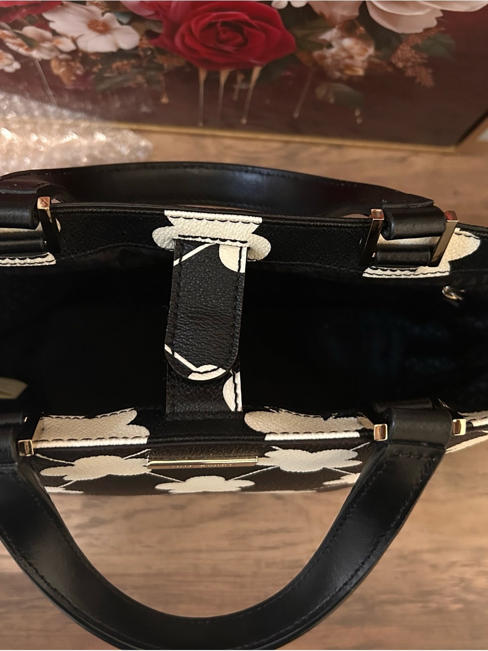 kate spade Black & White Clover Pattern Tote - Picture 8 of 8